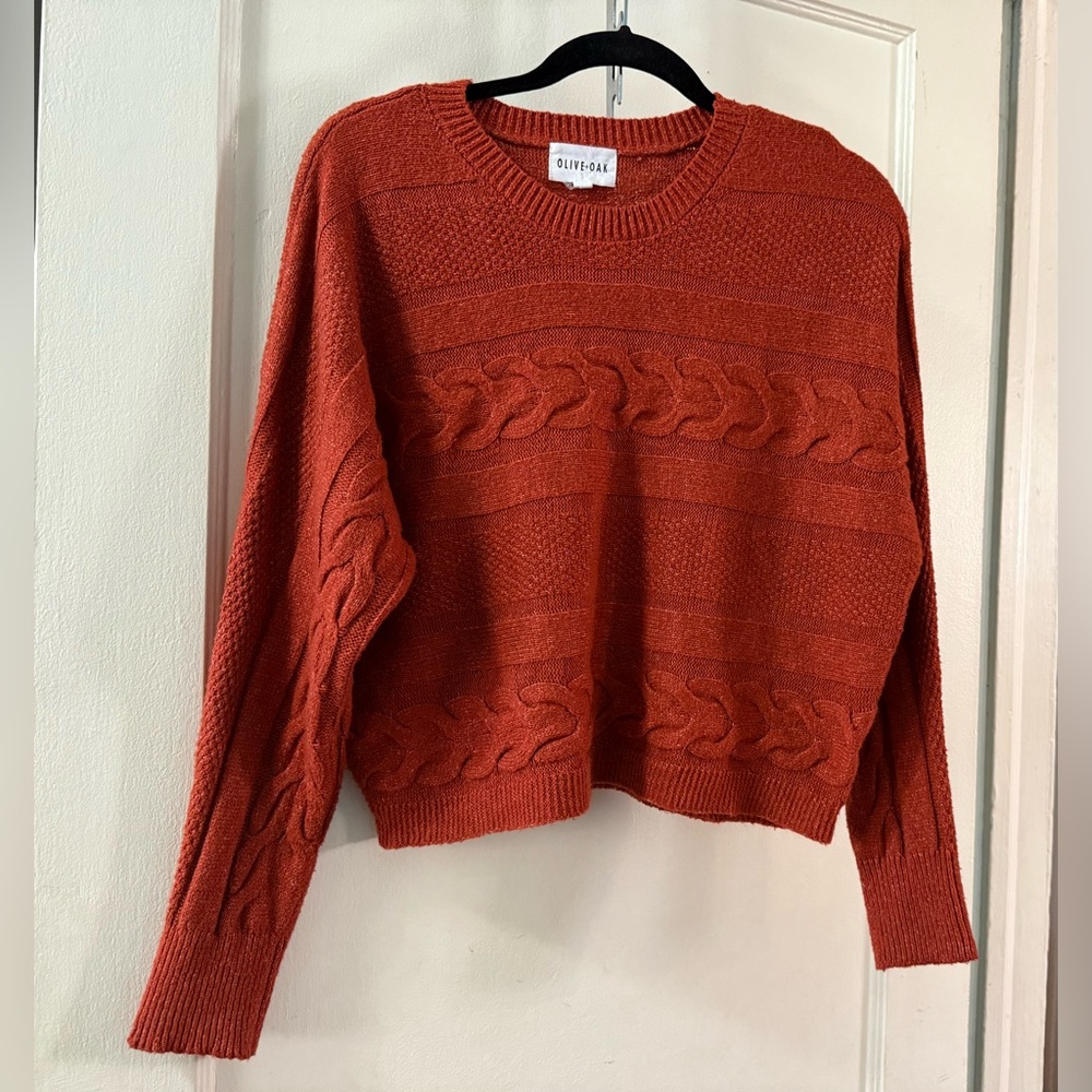 Olive & Oak Rust Cable Knit Sweater